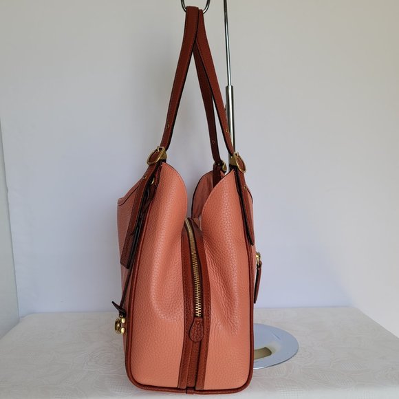 COACH Lori Soft Pebble Leather Colorblock Shoulder Bag- Light Coral Multi🎈⭐ - Picture 9 of 16